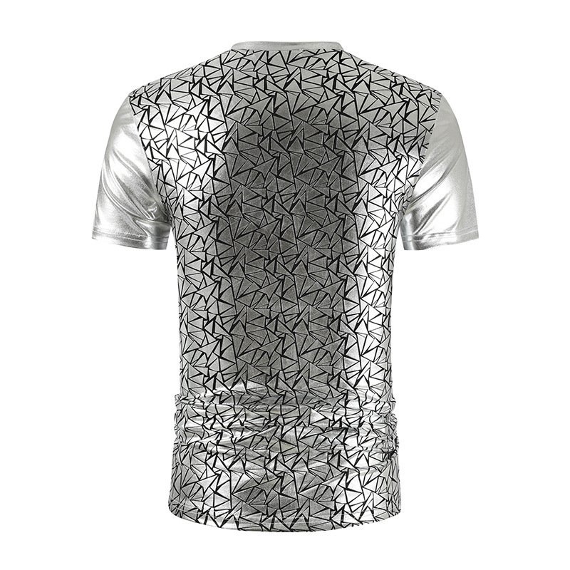 Men's New Summer Fashion Casual Tyrant Gold Short Sleeve V-neck Glossy Printed T-shirt