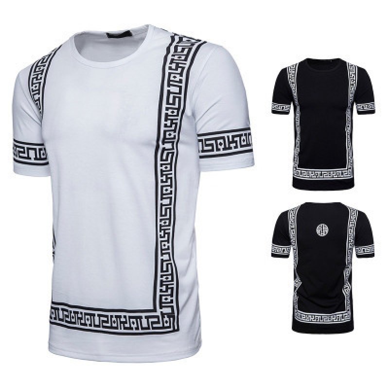 New product men's mid-length zipper decoration short-sleeved T-shirt plus size European and American hip-hop style men