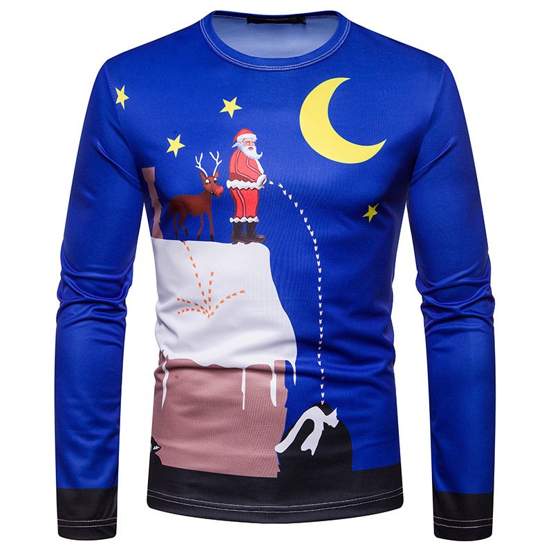New 3D personality printing fashion men's Christmas Santa pattern long-sleeved T-shirt CT467