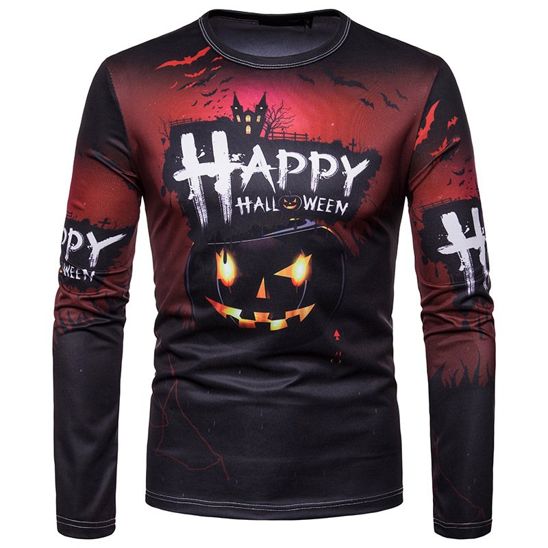 Halloween 3D printing round neck long sleeve CT457